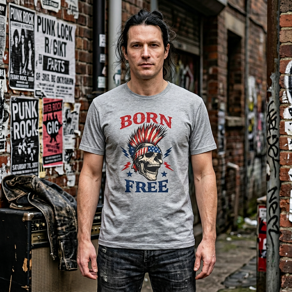 Born Free Skull Patriotic T-Shirt